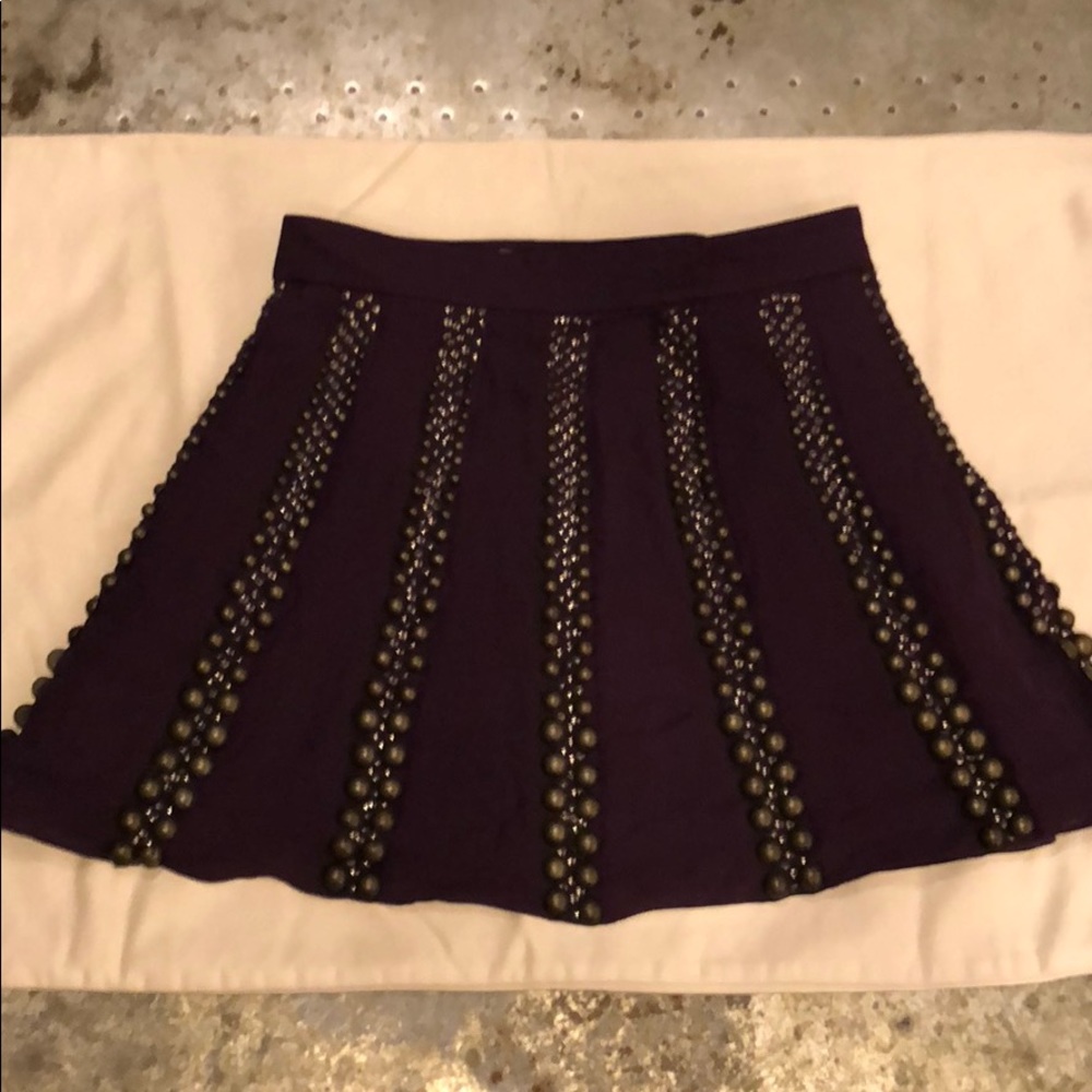 Tibi Grommet Beaded Mini Skirt